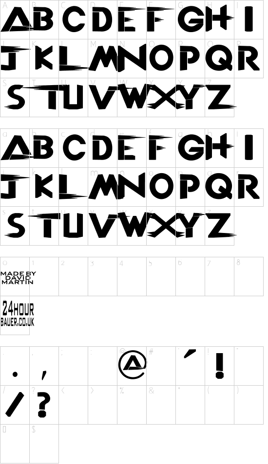 TNA LOGO font character map