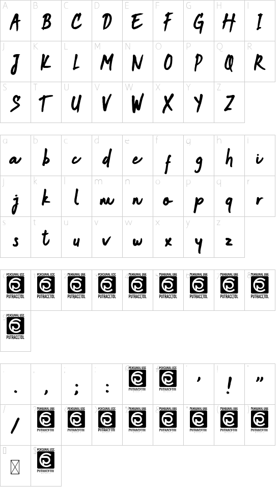 Joy Friends font character map