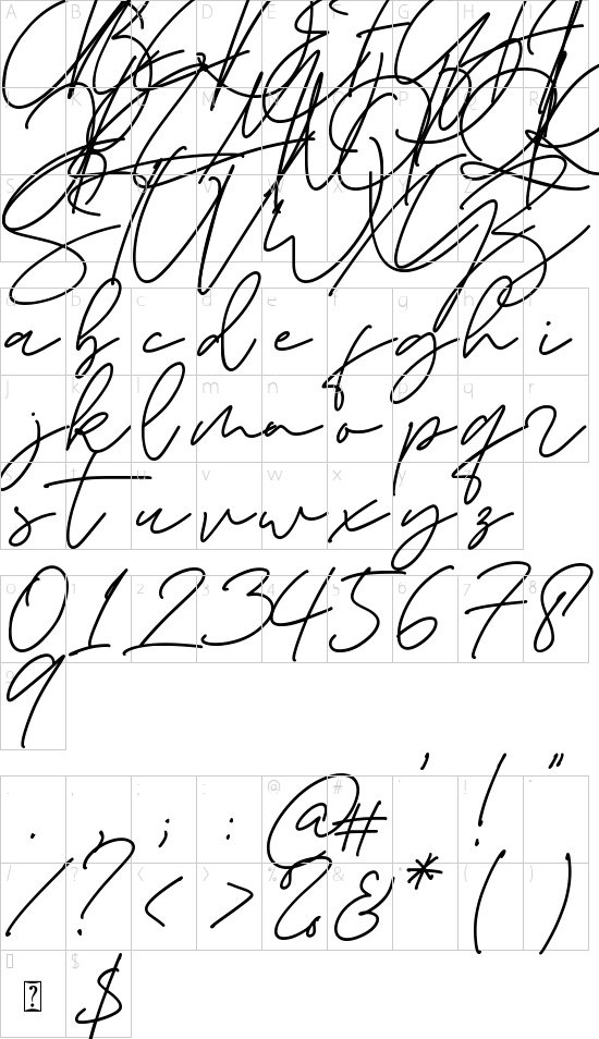 La storia -Demo- font character map