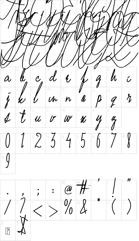 Mae Nitta Personal Use font character map