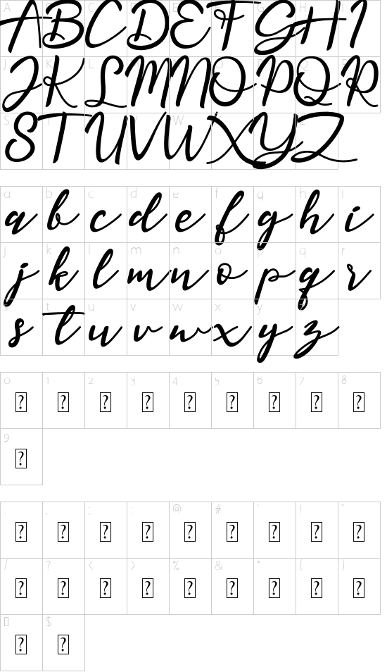 Magnolisa DEMO font character map