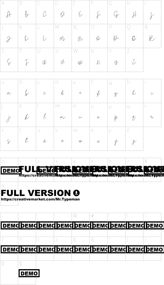 Pogba font character map