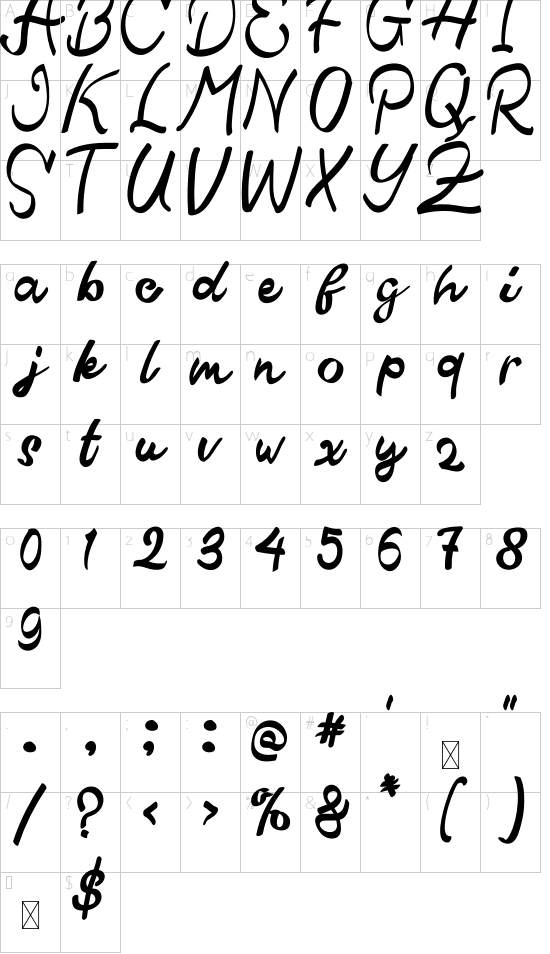 Qistis Blistist font character map