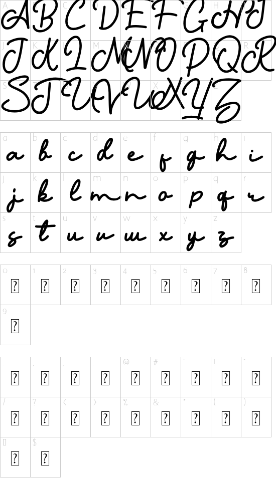 andalucia font character map