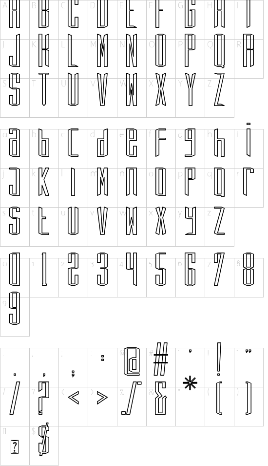 Eiffel Lover font character map