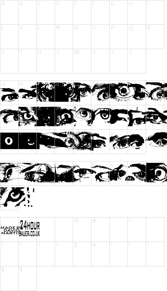 Eye Spy font character map