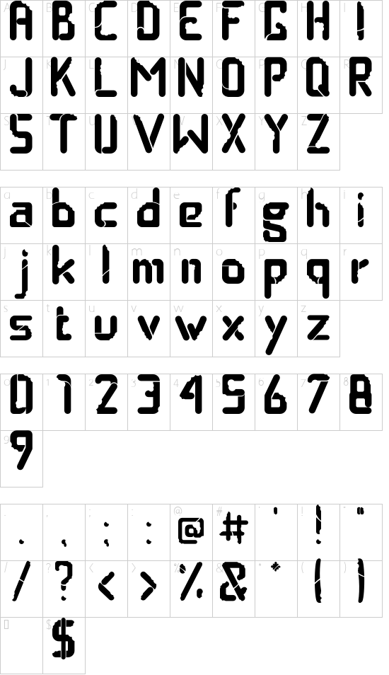 Taste Of Tradition font character map