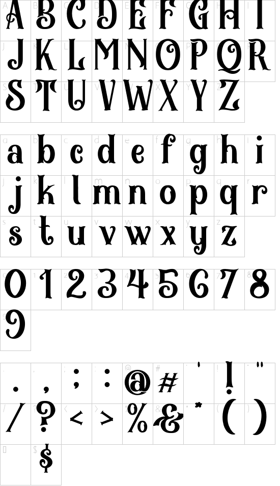 Black Arcade font character map