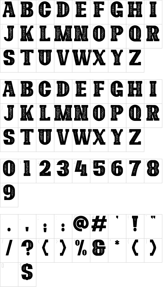 Bonaro Stamp Demo Stamp font character map