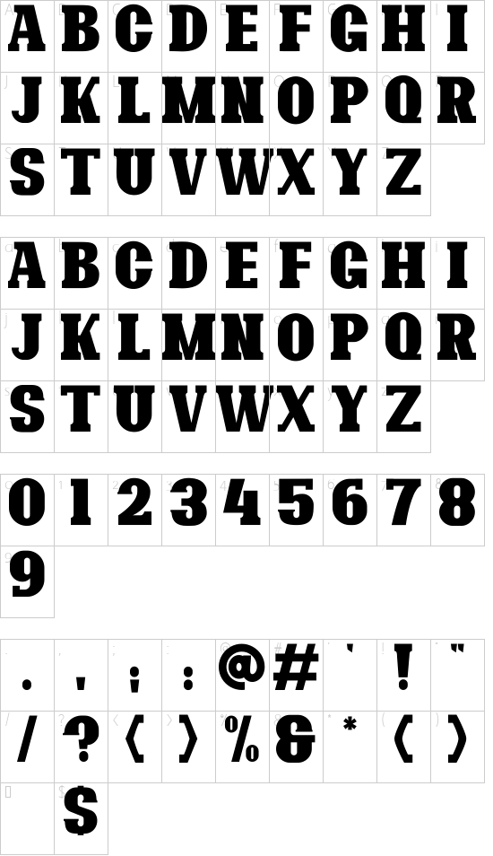 Bonaro Clean Demo Clean font character map