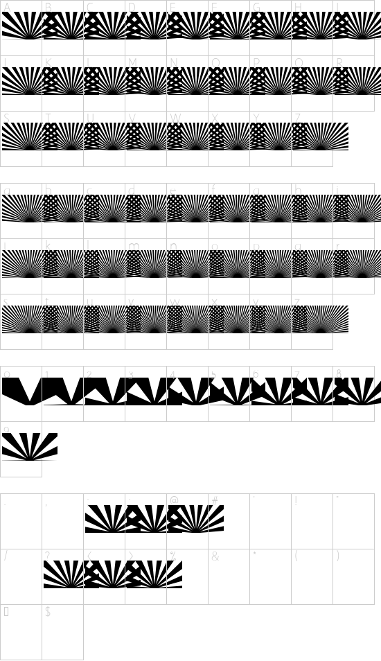 Half SunBurst-w4-02 font character map