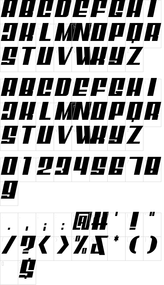 Mixbox Clean Italic Demo Clean Italic font character map