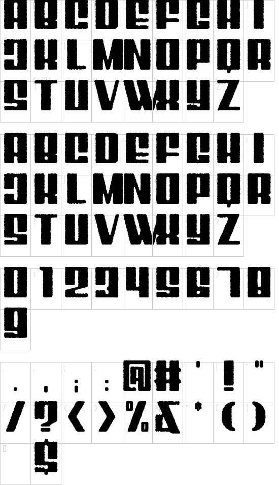 Mixbox Rough Demo Rough font character map