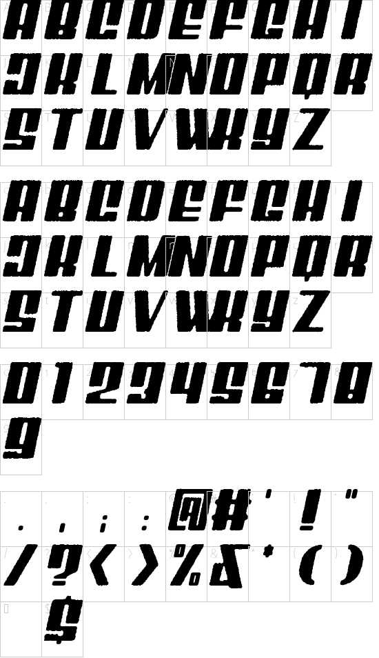 Mixbox Rough Italic Demo Rough Italic font character map