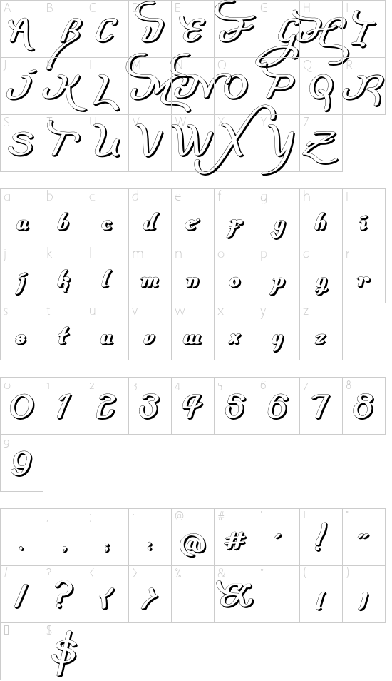 Auric Clise font character map