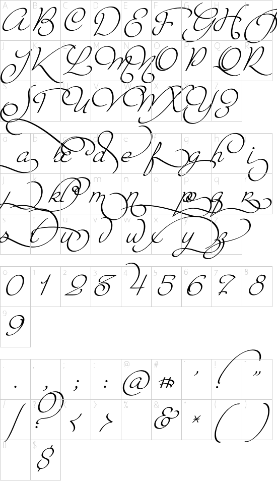 Paradise Finishers font character map