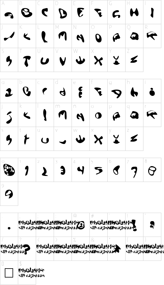 EctoBlaster font character map