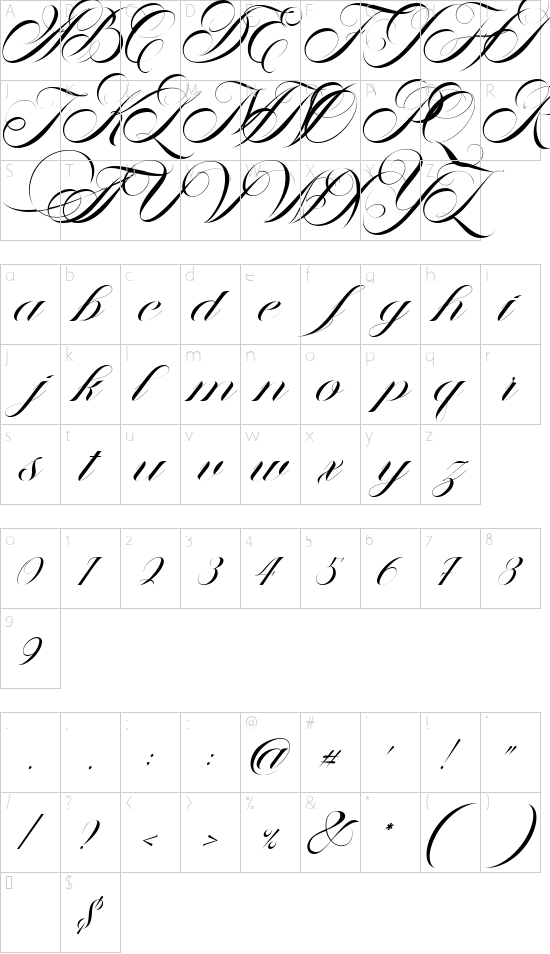 The Antter Regular font character map