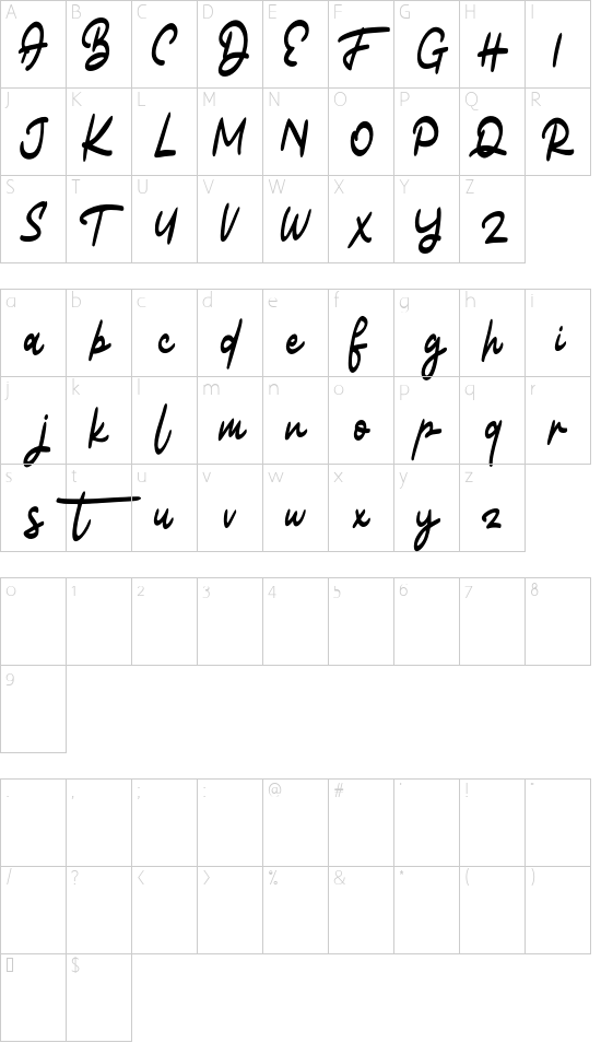 Batone FREE font character map