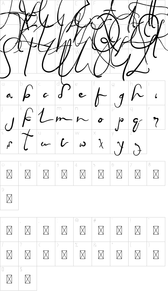 EleanorSatnightDemo Script font character map