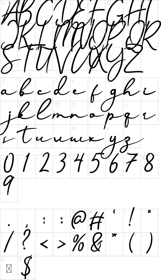 Hanmade font character map