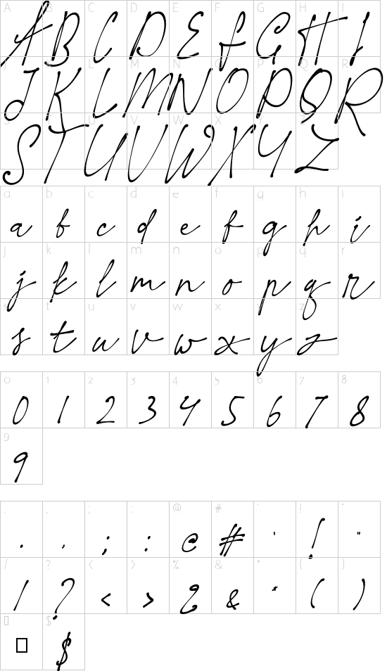 Hot Nice font character map