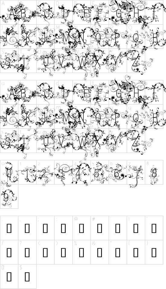 HelenaDEMOVERSION font character map