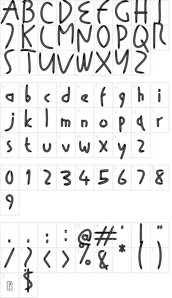 Tooth Picks font character map