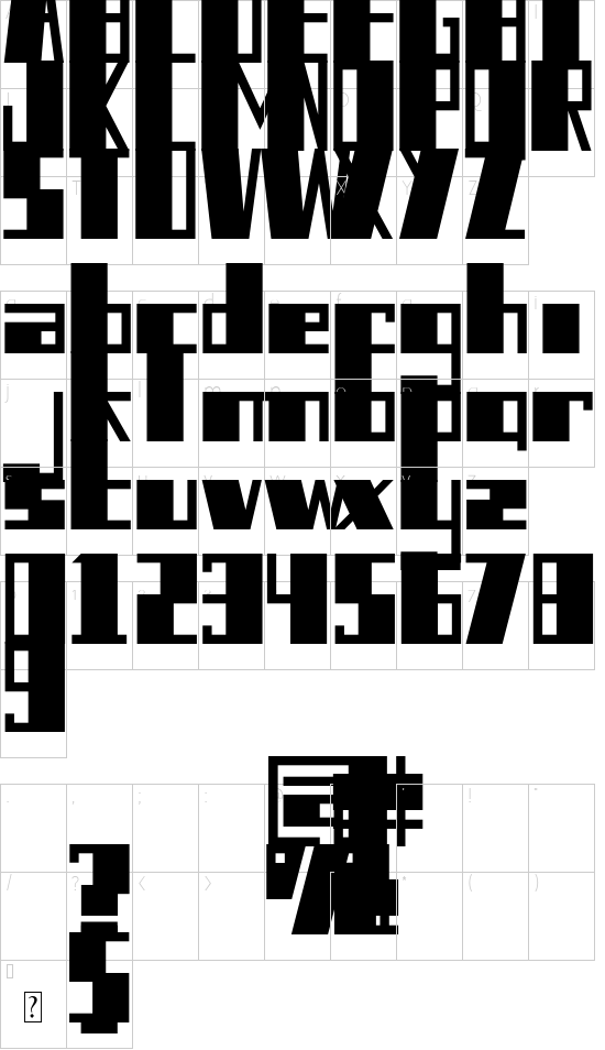 Selembe DEMO font character map