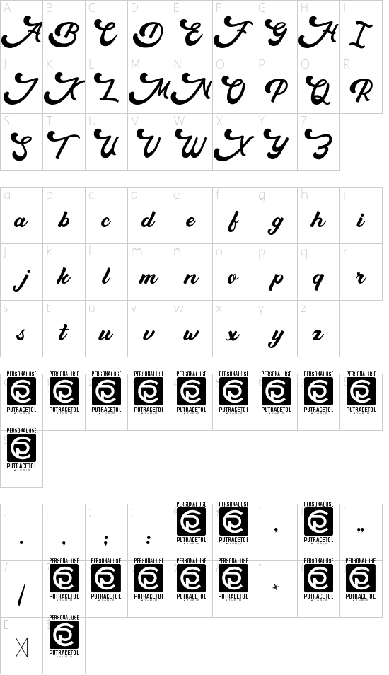 Macrosty font character map