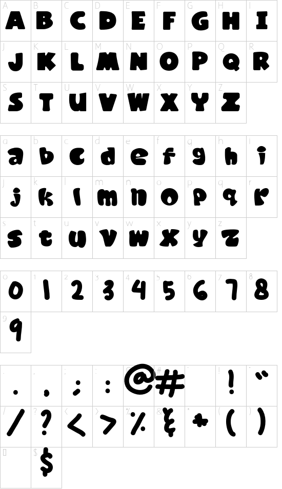 Kaiden Regular font character map