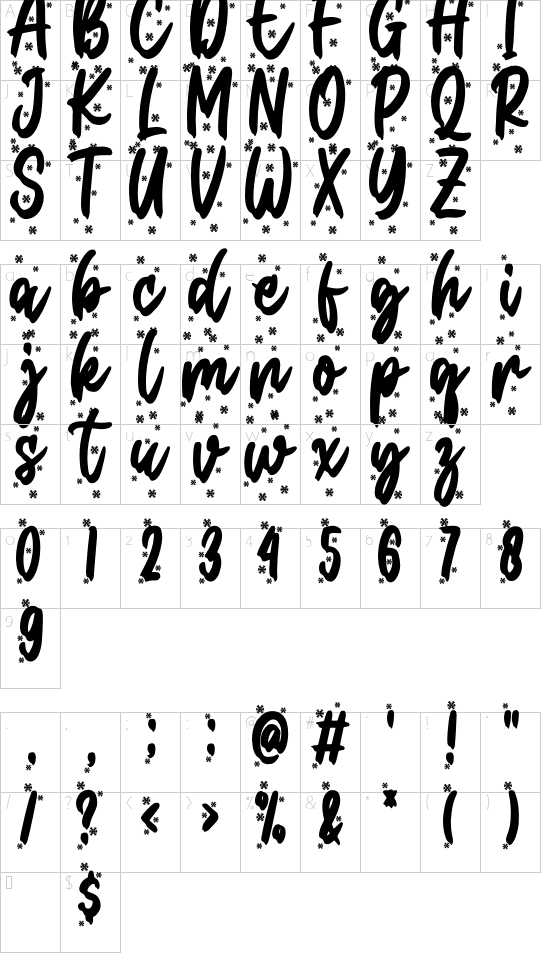 Christmas Present Snow font character map