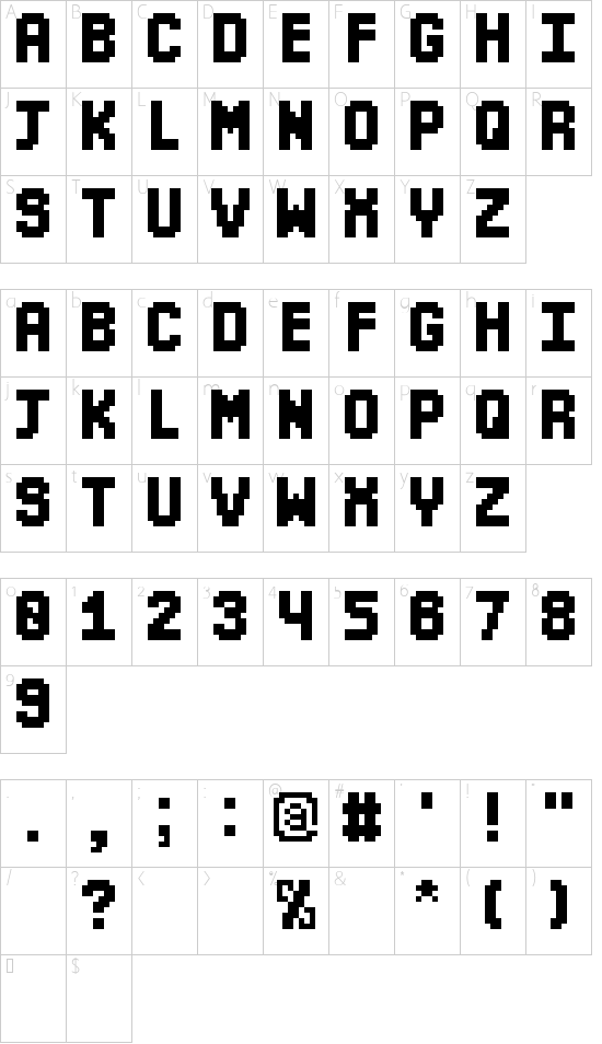 The Impostor Regular font character map