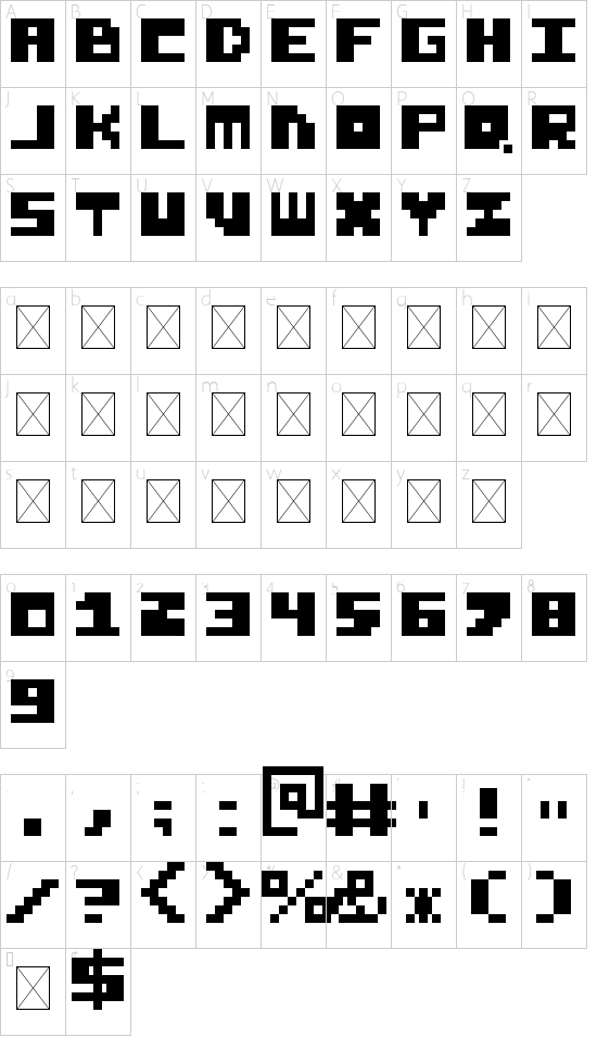 Re do Regular font character map
