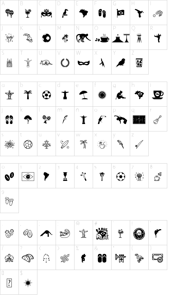 Brasil Icons font character map