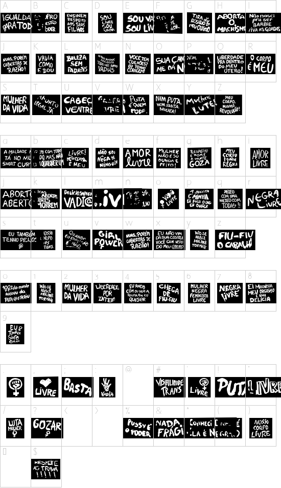 femme Bold font character map