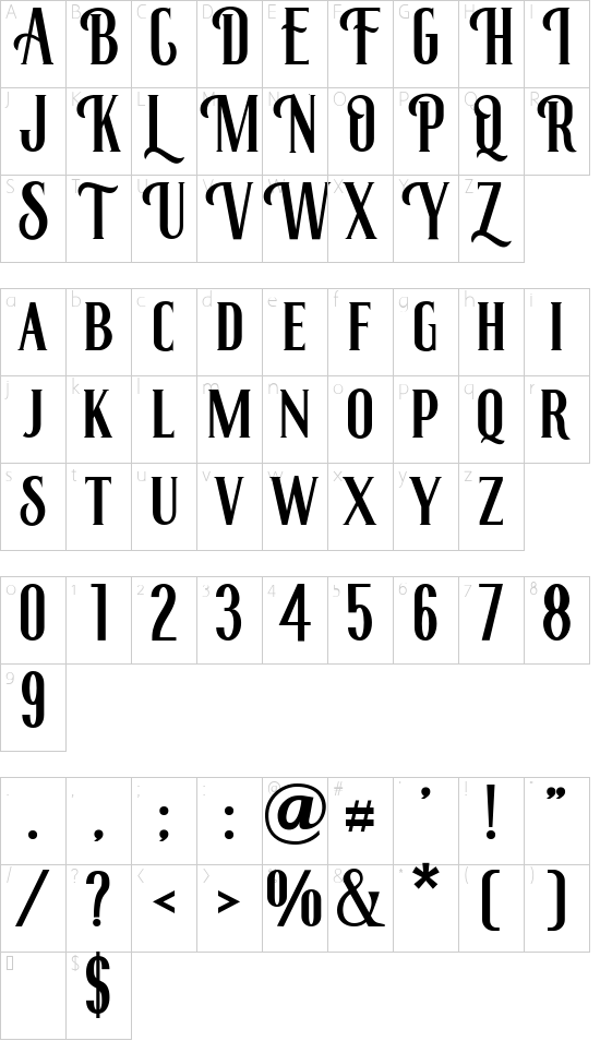 Roenksyncnew font character map