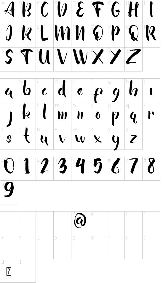 Ale Ale DEMO font character map