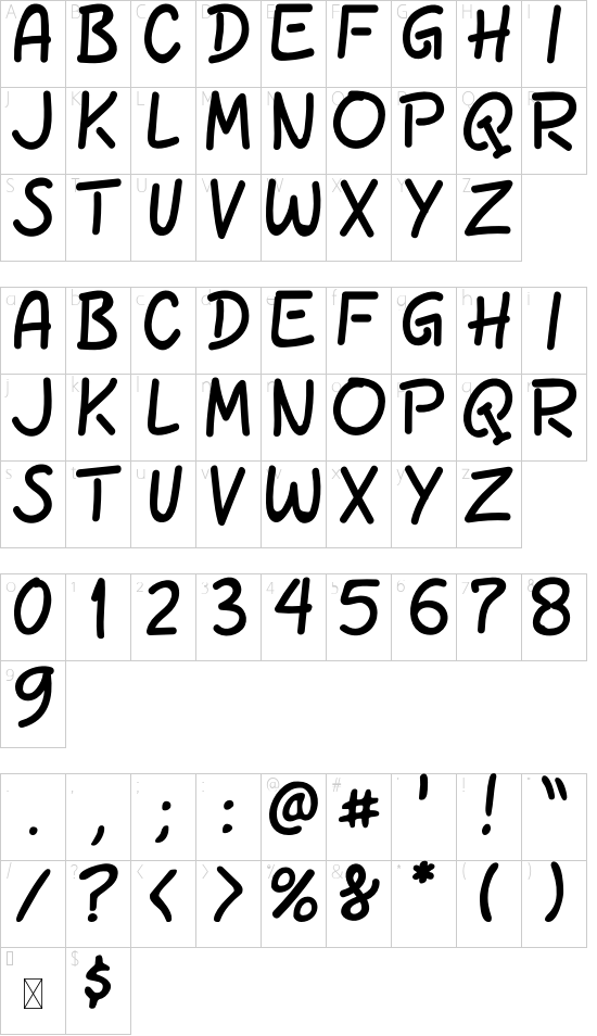 BLACK DRINK font character map