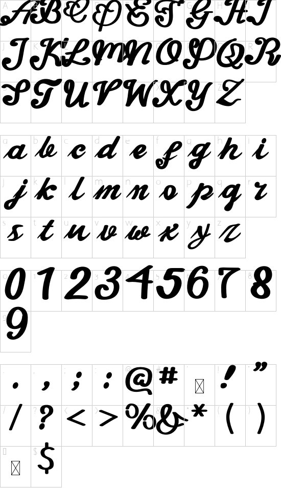 Bittale font character map