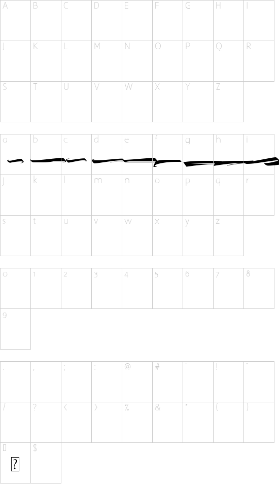 Kenthir Swash font character map