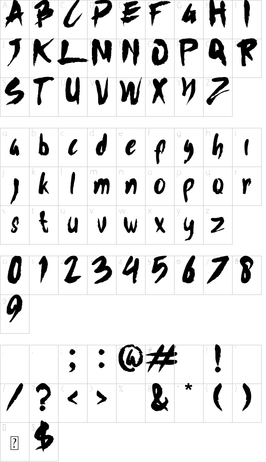 Fishpond DEMO font character map