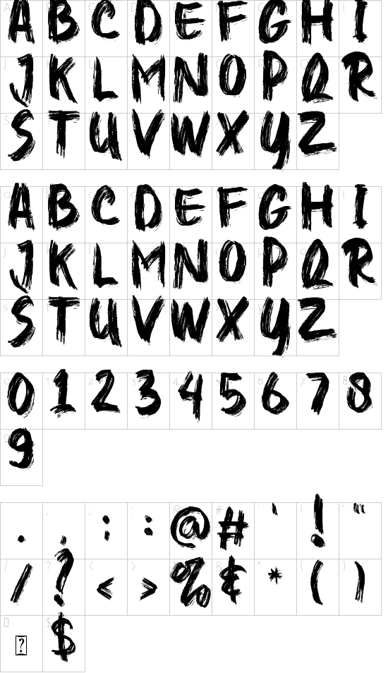 Higher Jump font character map