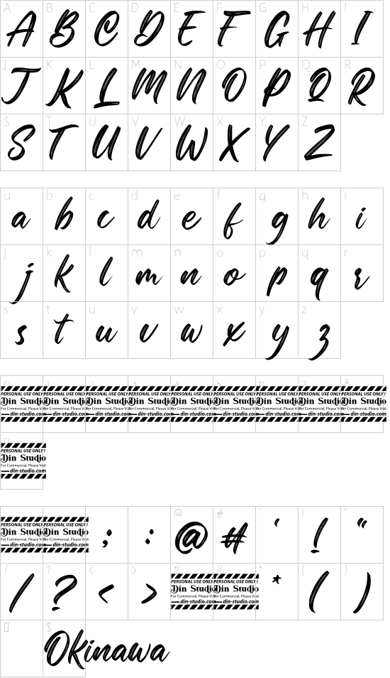 Okinawa Personal Use font character map