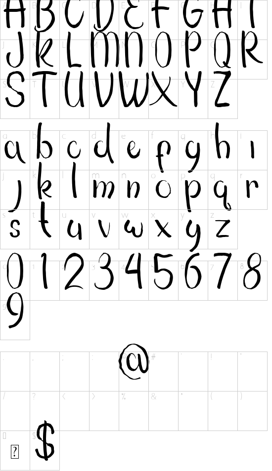 xerox demo regular font character map