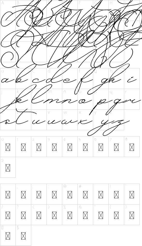 Butterlies Demo font character map