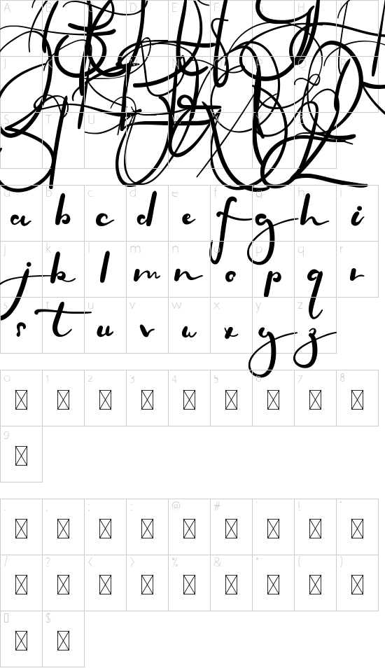 Firlands House Demo font character map