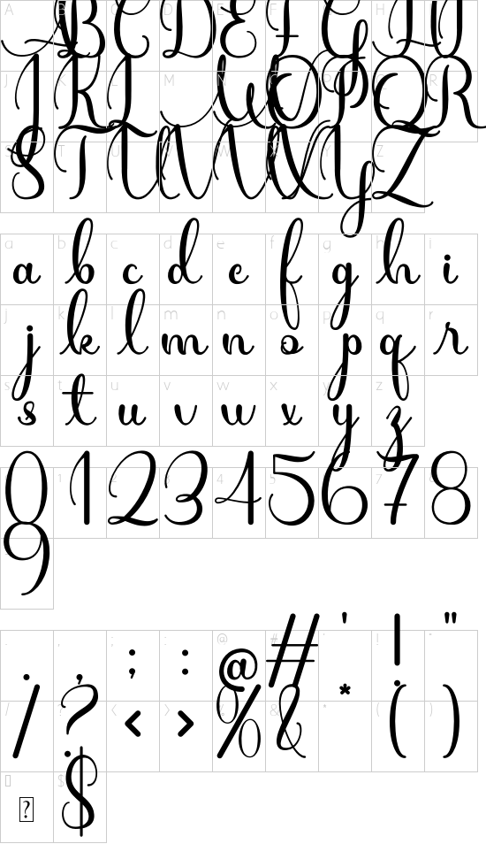 Marsella font character map