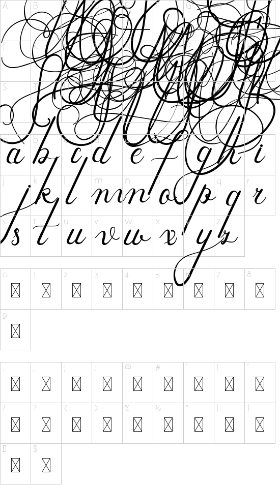 Whether Fark Demo font character map