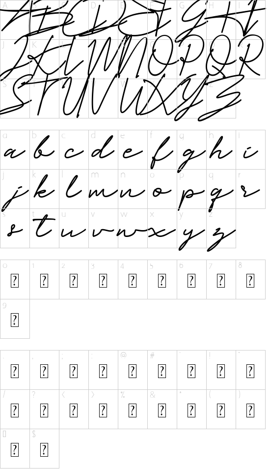 Black String Slim DEMO font character map